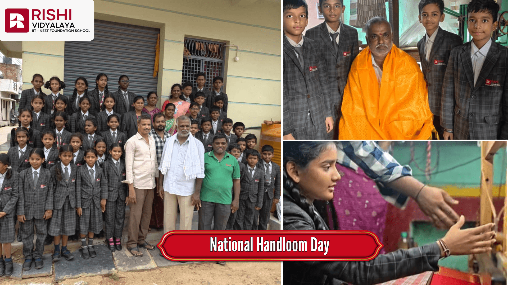 Rishi Vidyalaya Celebrates National Handloom Day with a Visit to Dharmavaram Weavers